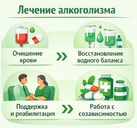 лечение алкоголизма в Железнодорожном этапы
